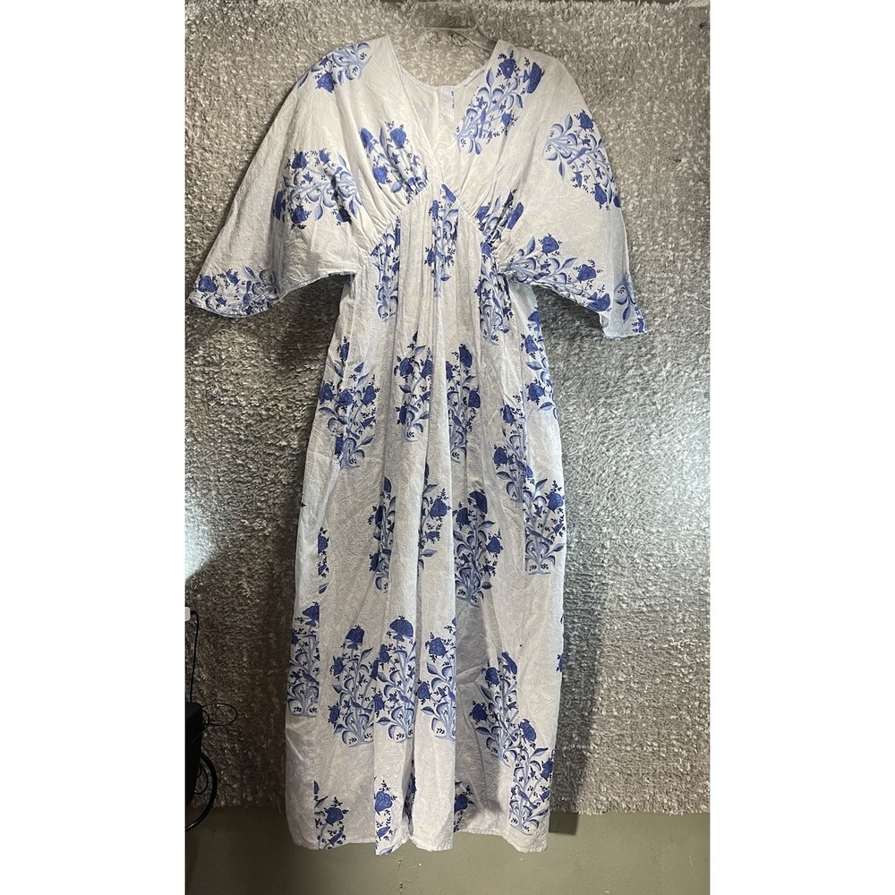 Beau & Ro Dress V-Neck Kimono Sleeve‎ Maxi Floral Vacation Resort M Lightweight